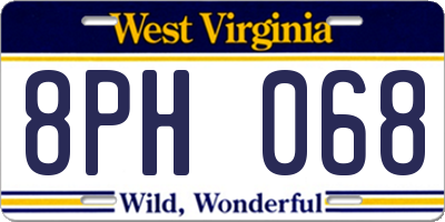WV license plate 8PH068