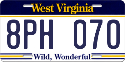 WV license plate 8PH070
