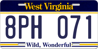 WV license plate 8PH071