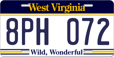 WV license plate 8PH072