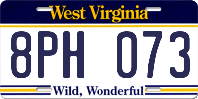 WV license plate 8PH073