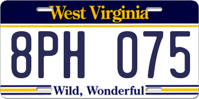 WV license plate 8PH075