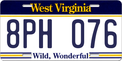 WV license plate 8PH076