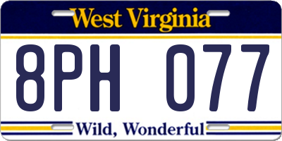 WV license plate 8PH077