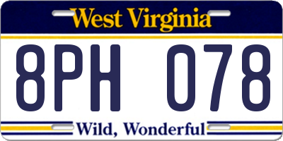 WV license plate 8PH078