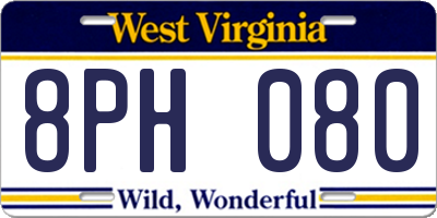 WV license plate 8PH080