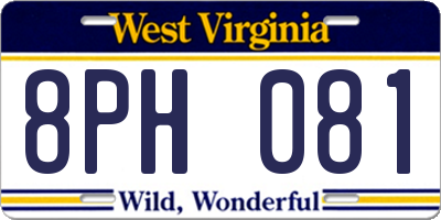 WV license plate 8PH081