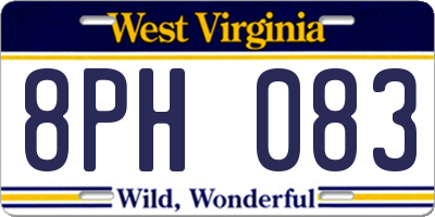 WV license plate 8PH083