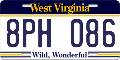 WV license plate 8PH086