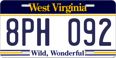 WV license plate 8PH092