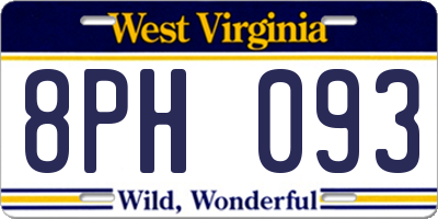 WV license plate 8PH093
