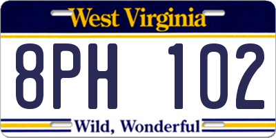 WV license plate 8PH102