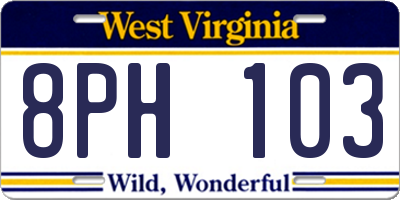 WV license plate 8PH103