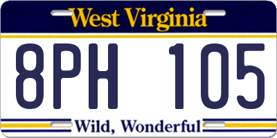 WV license plate 8PH105