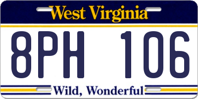WV license plate 8PH106