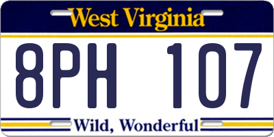 WV license plate 8PH107