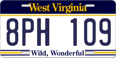 WV license plate 8PH109