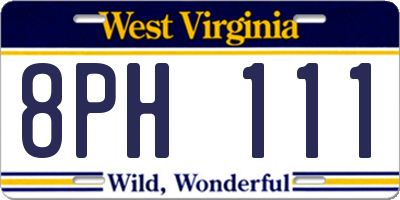 WV license plate 8PH111