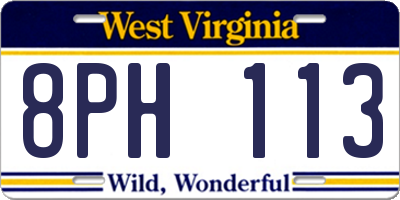 WV license plate 8PH113