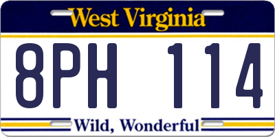 WV license plate 8PH114