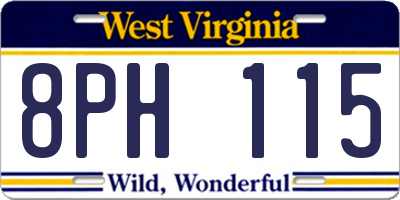 WV license plate 8PH115