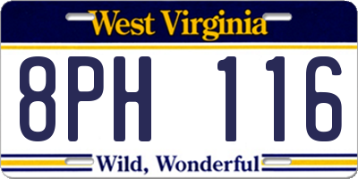 WV license plate 8PH116