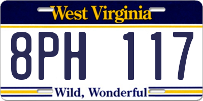 WV license plate 8PH117