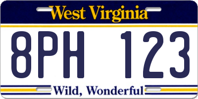 WV license plate 8PH123
