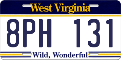 WV license plate 8PH131