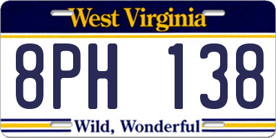 WV license plate 8PH138