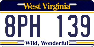 WV license plate 8PH139