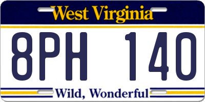 WV license plate 8PH140