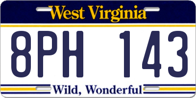 WV license plate 8PH143