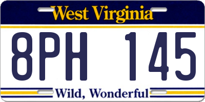 WV license plate 8PH145