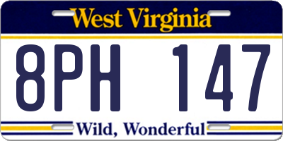 WV license plate 8PH147