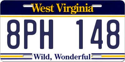 WV license plate 8PH148