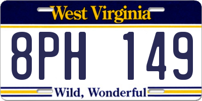 WV license plate 8PH149