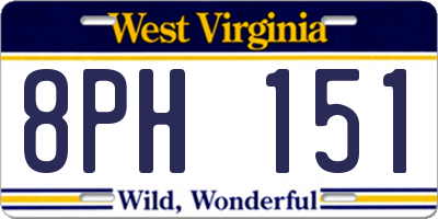 WV license plate 8PH151