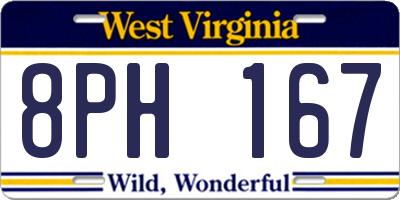 WV license plate 8PH167