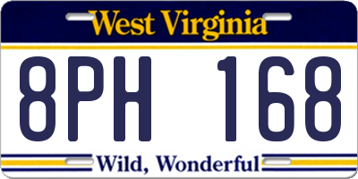 WV license plate 8PH168