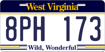 WV license plate 8PH173