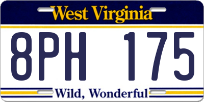 WV license plate 8PH175