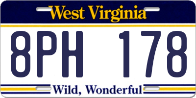 WV license plate 8PH178