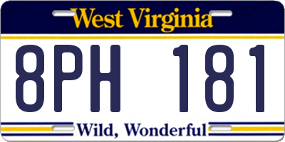 WV license plate 8PH181