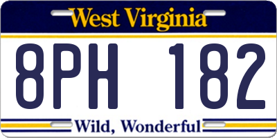 WV license plate 8PH182