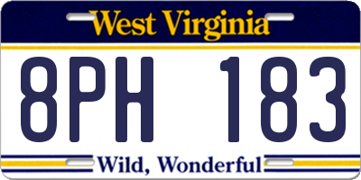 WV license plate 8PH183