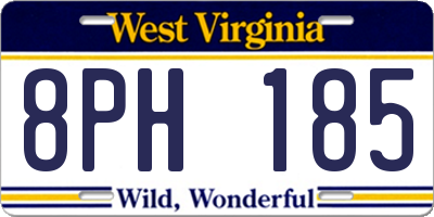 WV license plate 8PH185