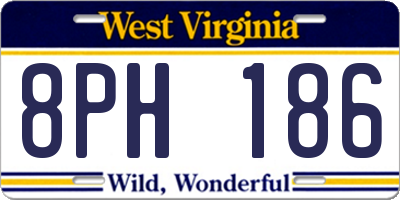WV license plate 8PH186