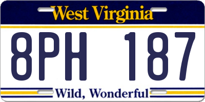 WV license plate 8PH187