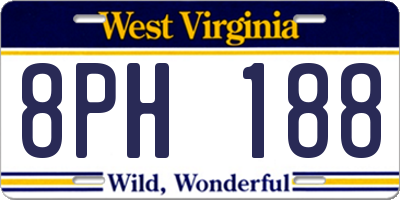 WV license plate 8PH188